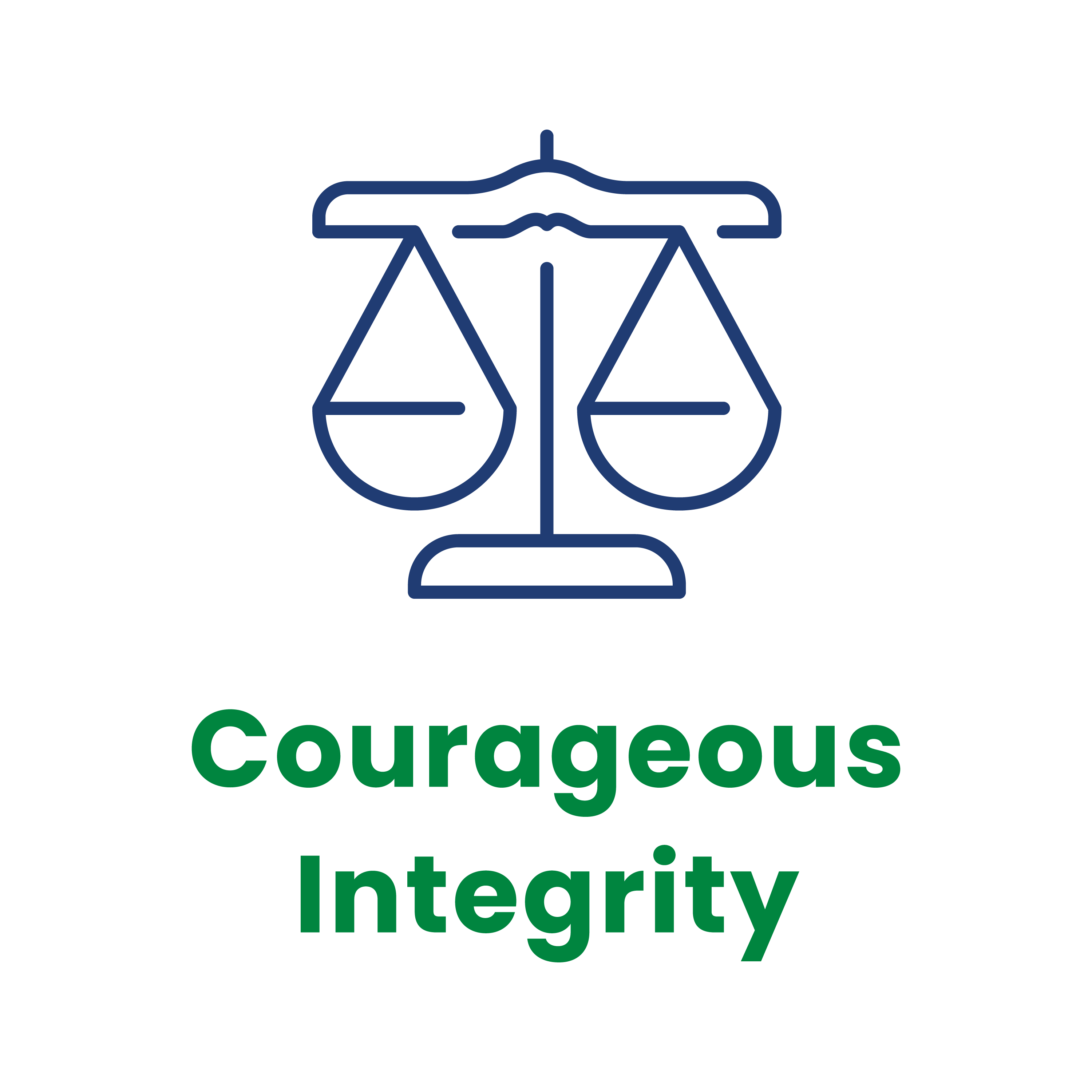 Scale with "Couragous Integrity" underneath