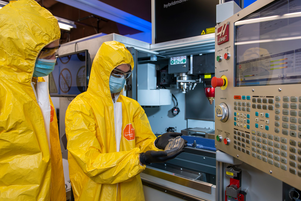Two students studying in a lab