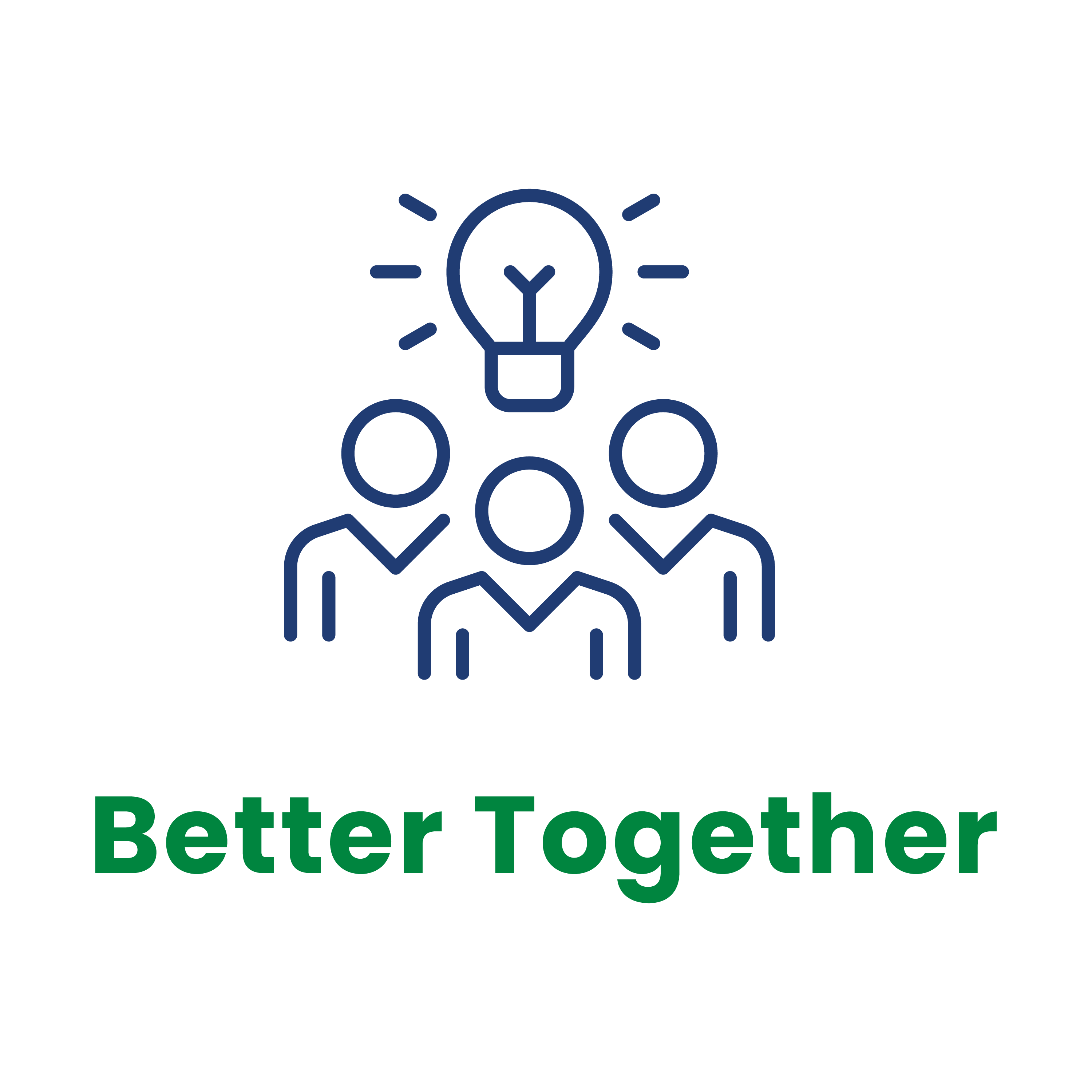 3 People with a lightbulb that says "Better Together"